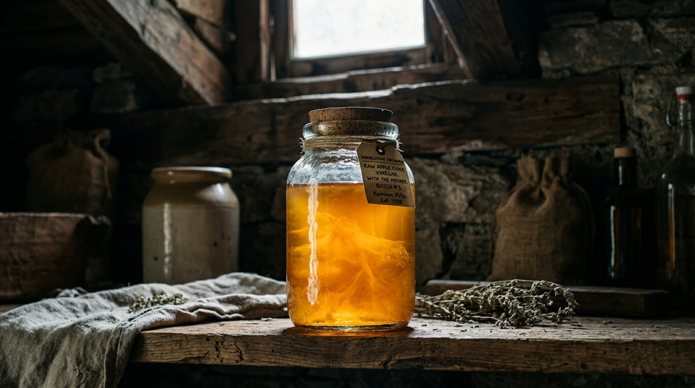 Raw apple cider vinegar with the living Mother